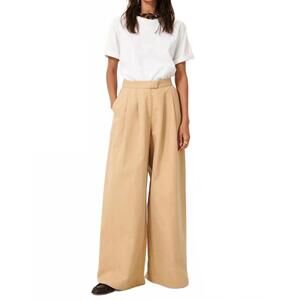 NEW SESSUN rivera wide leg pleated trousers in jonc
